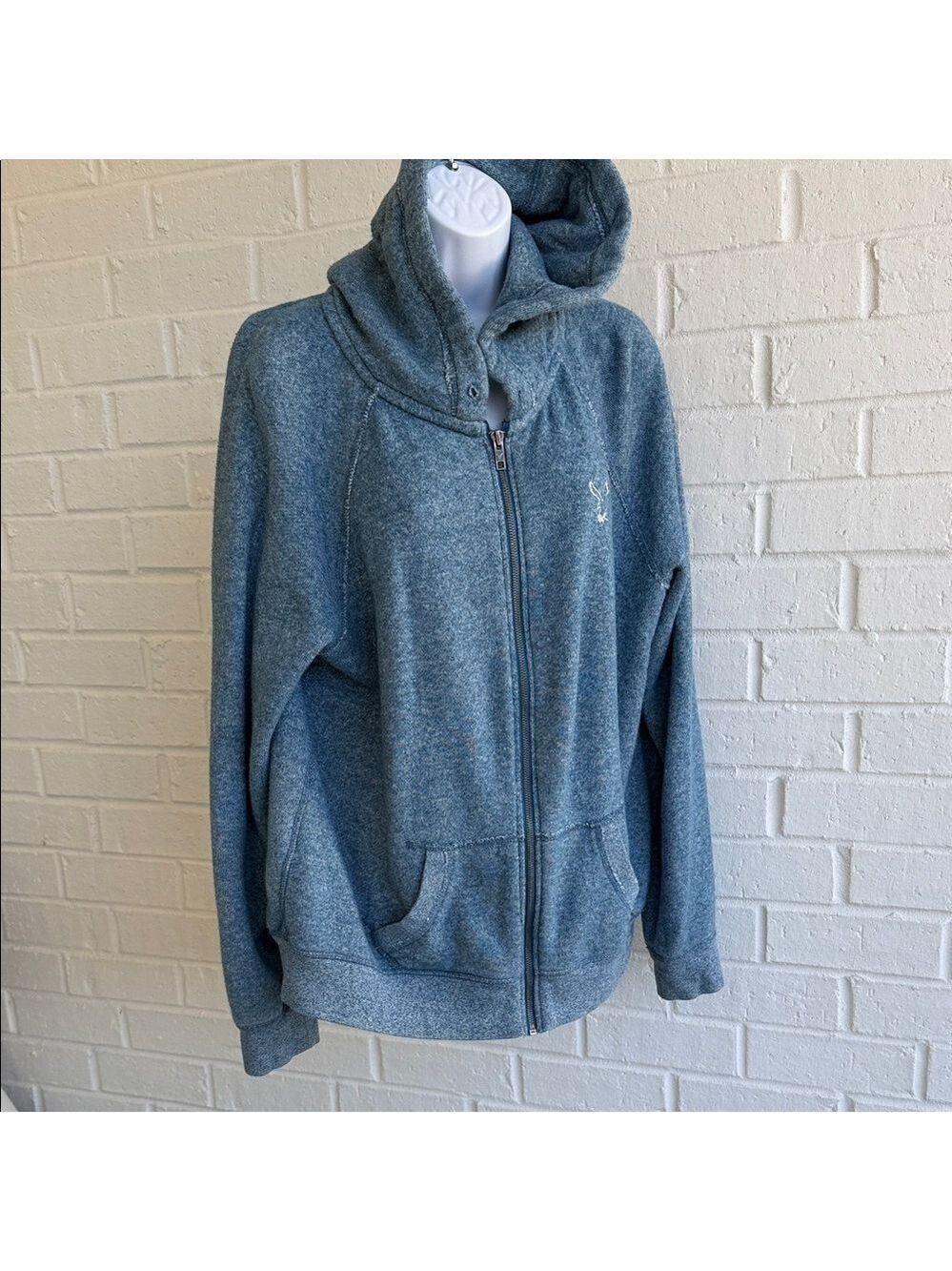 American Eagle Outfitters Heather Blue Soft Full Zip Hoodie Fleece lined Size XL